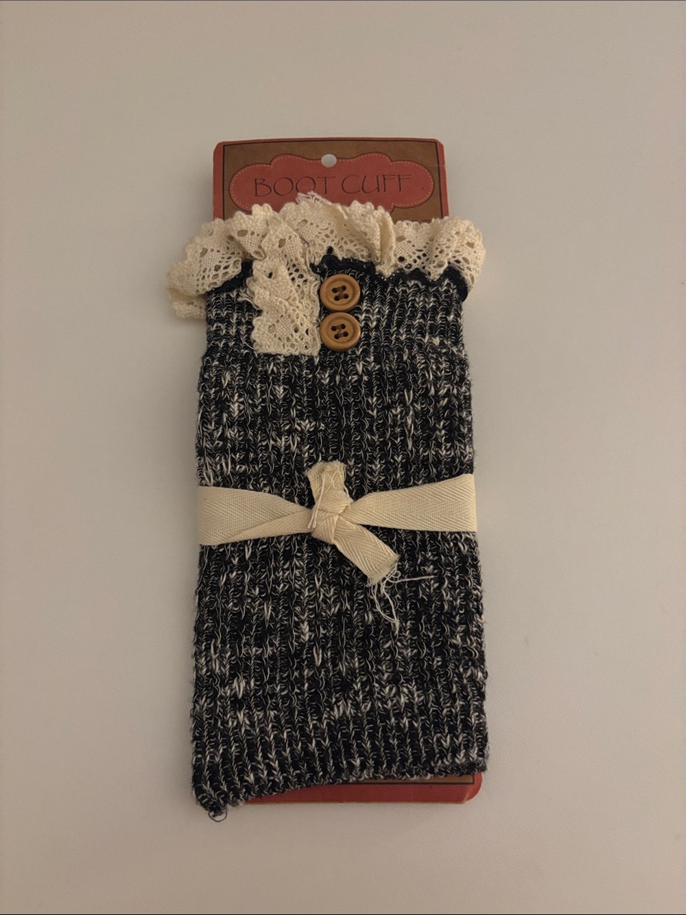 CC Boutique Black and Cream Knit Boot Cuffs